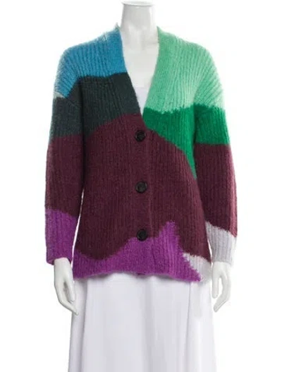 Pre-owned Vince Colorblock Pattern V-neck Sweater In Pink