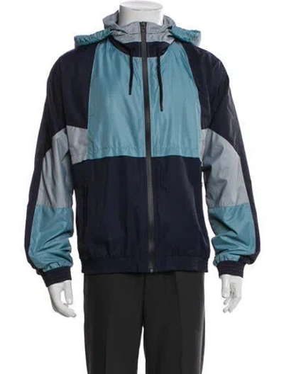 Pre-owned Vince Colorblock Pattern Windbreaker In Blue