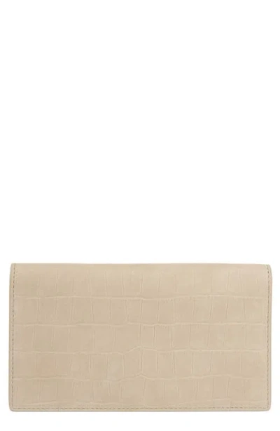 Vince Continental Croc Embossed Nubuck Leather Wallet In Yellow