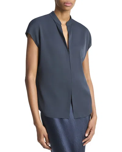 Vince Contrast Blouse In Blue