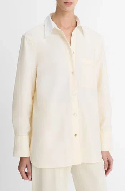 Vince Contrast Collar Oxford Button-up Shirt In Butter