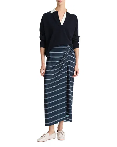 Vince Contrast Collar Polo Sweater In Coastal/off White