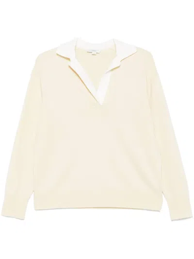 Vince Contrast-collar Sweater In Yellow