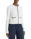 Vince Contrast Tipped Snap Front Cardigan In Off White