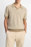 Vince Contrast Trim Johnny Collar Polo Sweater In Brown