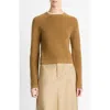 Vince Contrast Trim Merino Wool & Cashmere Sweater In Amber Nut/off White
