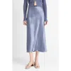 Vince Contrast Waistband Satin Slip Skirt In Mauve Thistle