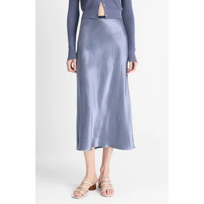 VINCE VINCE CONTRAST WAISTBAND SATIN MIDI SKIRT