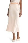 Vince Raw Edge Paneled Slip Skirt In Roselle In Multi