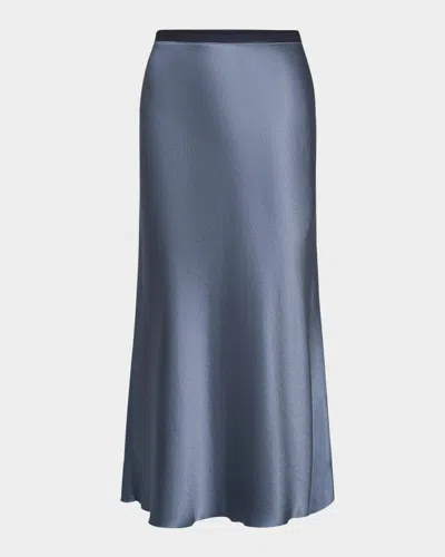 Vince Contrast Waistband Satin Slip Skirt In Mauve Thistle