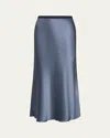 Vince Contrast Waistband Satin Slip Skirt In Mauve Thistle