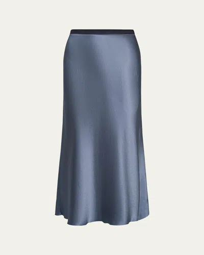 VINCE CONTRAST WAISTBAND SATIN SLIP SKIRT