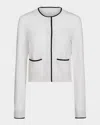 Vince Contrast Tipped Snap Front Cardigan In Off White/coastal
