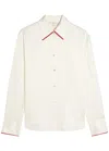 Vince Contrasting-trim Silk Shirt In White