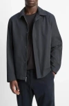 Vince Convertible Collar Cotton Blend Zip Jacket