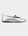Vince Coralie Leather Ballet Flats In Silver