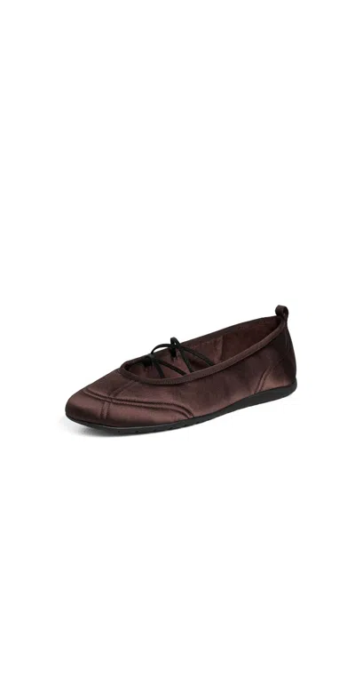 Vince Coralie Satin Ballet Sneakers Ganache In Brown