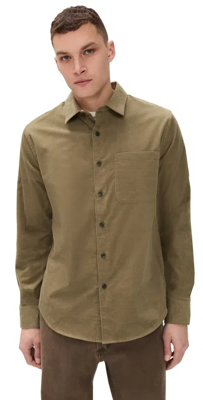 Vince Corduroy Long Sleeve Shirt Teton In Brown