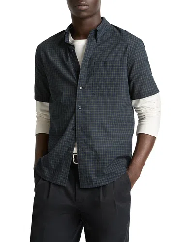 Vince Cortland Plaid Short Sleeve Button-down Shirt In Blue