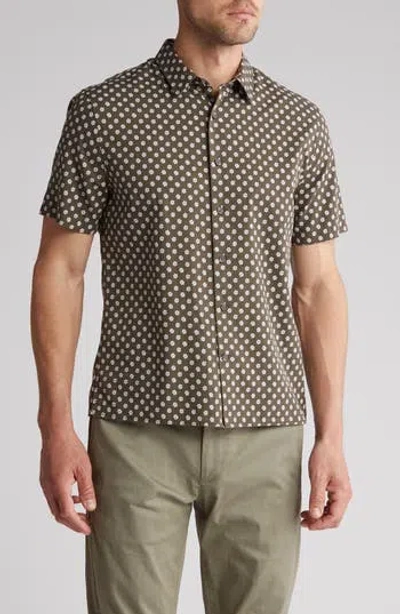 Vince Cosmo Floral Button-up Shirt In Cypress/bone