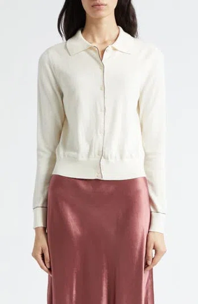 Vince Cotton & Cashmere Blend Tipped Cardigan In Multi
