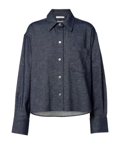 Vince Cotton And Linen Chambray Shirt In Black