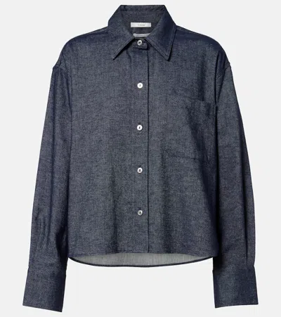 Vince Cotton And Linen Chambray Shirt In Blue