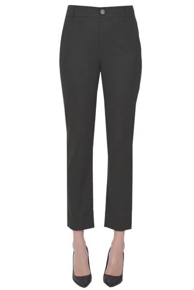 Vince Cotton And Vicose Trousers In Dark Green