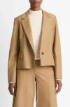 Vince Cropped Twill Wool-blend Blazer In Light Oak Wood