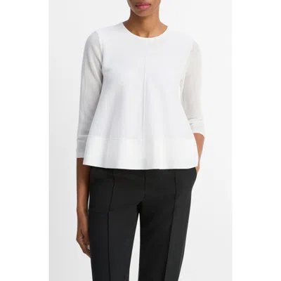 Vince Cotton Blend A-line Sweater In White