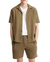 Vince Boucle Cabana Short Sleeve Shirt In Brown