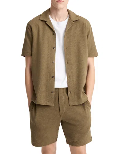 Vince Boucle Cabana Short Sleeve Shirt In Brown