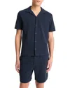 Vince Cotton Blend Boucle Regular Fit Button Down Camp Shirt In Coastal Blue