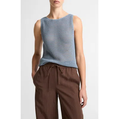 Vince Cotton Blend Cord Openwork Tank In Blue