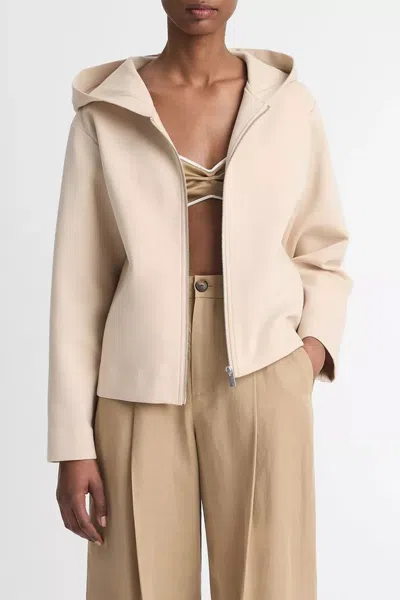 Vince Cotton-blend Cropped Zip-up Hoodie In Beach In Multi