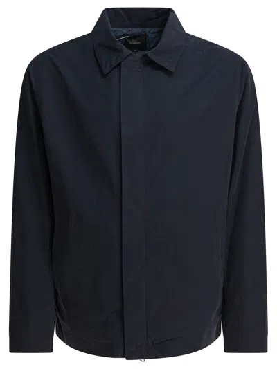 Vince Cotton Blend Jacket In Blue
