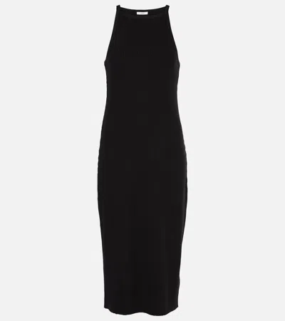Vince Cotton-blend Midi Dress In Black