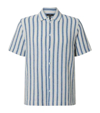 Vince Cotton-blend Open-knit Shirt In White