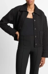 Vince Cotton Blend Quilted Jacket In Black