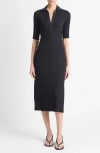 VINCE VINCE COTTON BLEND RIB MIDI SWEATER DRESS