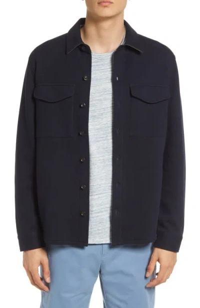 Vince Cotton Blend Shirt Jacket In Blue