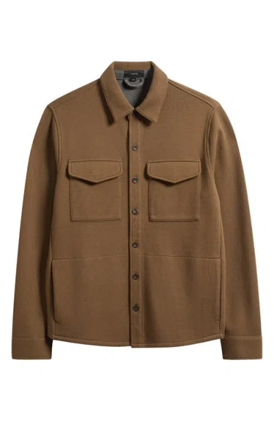 Vince Cotton Blend Shirt Jacket In Brown