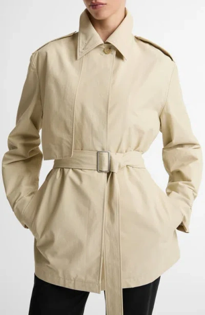 Vince Cotton Blend Short Trench Coat In White