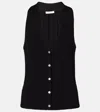 Vince Button V-neck Tank Top In Black In Black