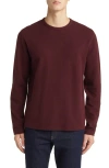 Vince Cotton Blend Waffle Knit Top In Burgundy