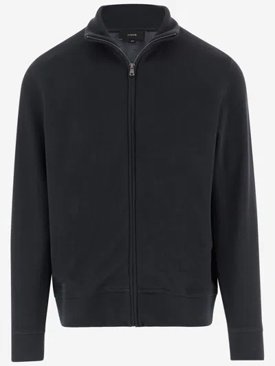 Vince Cotton Blend Zip Up Sweater In Multi