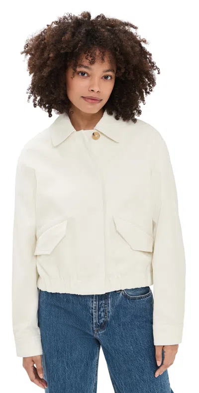 Vince Cotton Bomber Jacket Chalk In Gray