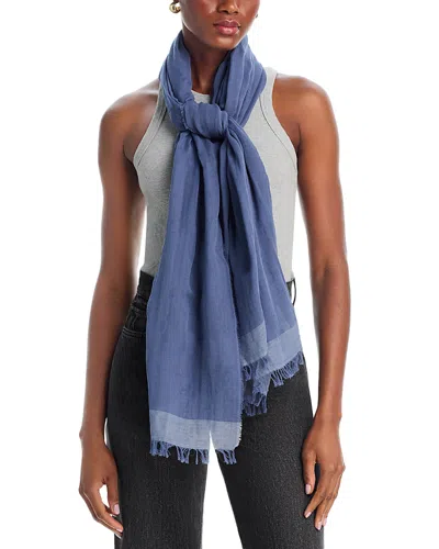 Vince Cotton Border Stripe Scarf In Blue