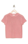 Vince Cotton Crochet Crewneck T-shirt In Pink