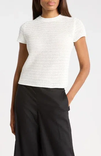 Vince Cotton Crochet Crewneck T-shirt In Yellow